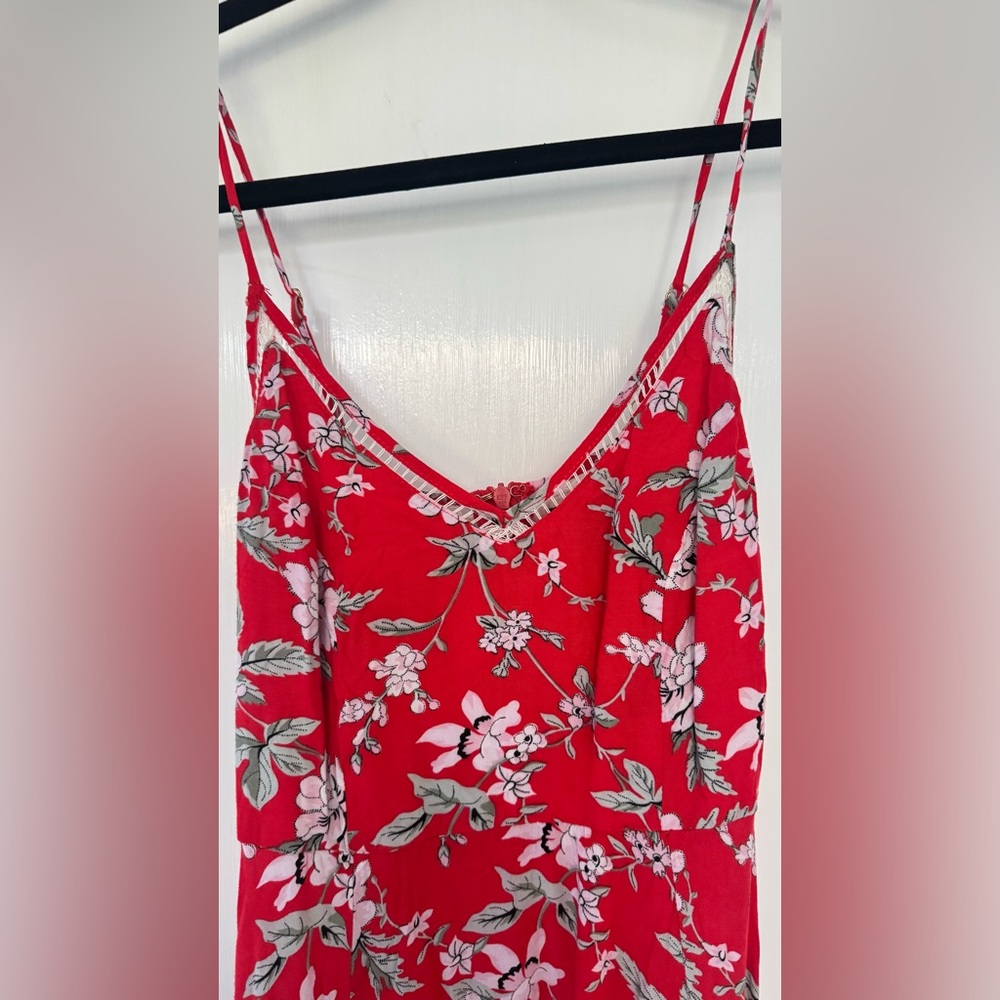 Floral Red Spaghetti-Strap Maxi Dress - Picture 4 of 7